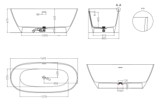 Ванна из искусственного камня Salini Sofia S-Stone 102526MRF 170x80см RAL полностью
